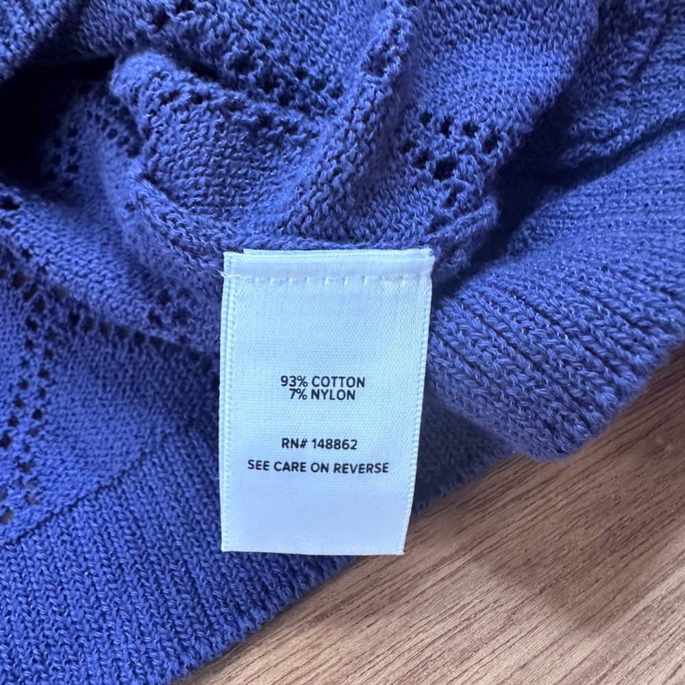 Torrid LoveSick Blue Pointelle Knit Cropped Cardigan Sweater 2X NWT - Picture 7 of 11